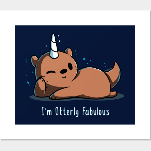 I'm Otterly Fabulous Funny Cute Otter Quote Artwork Posters and Art